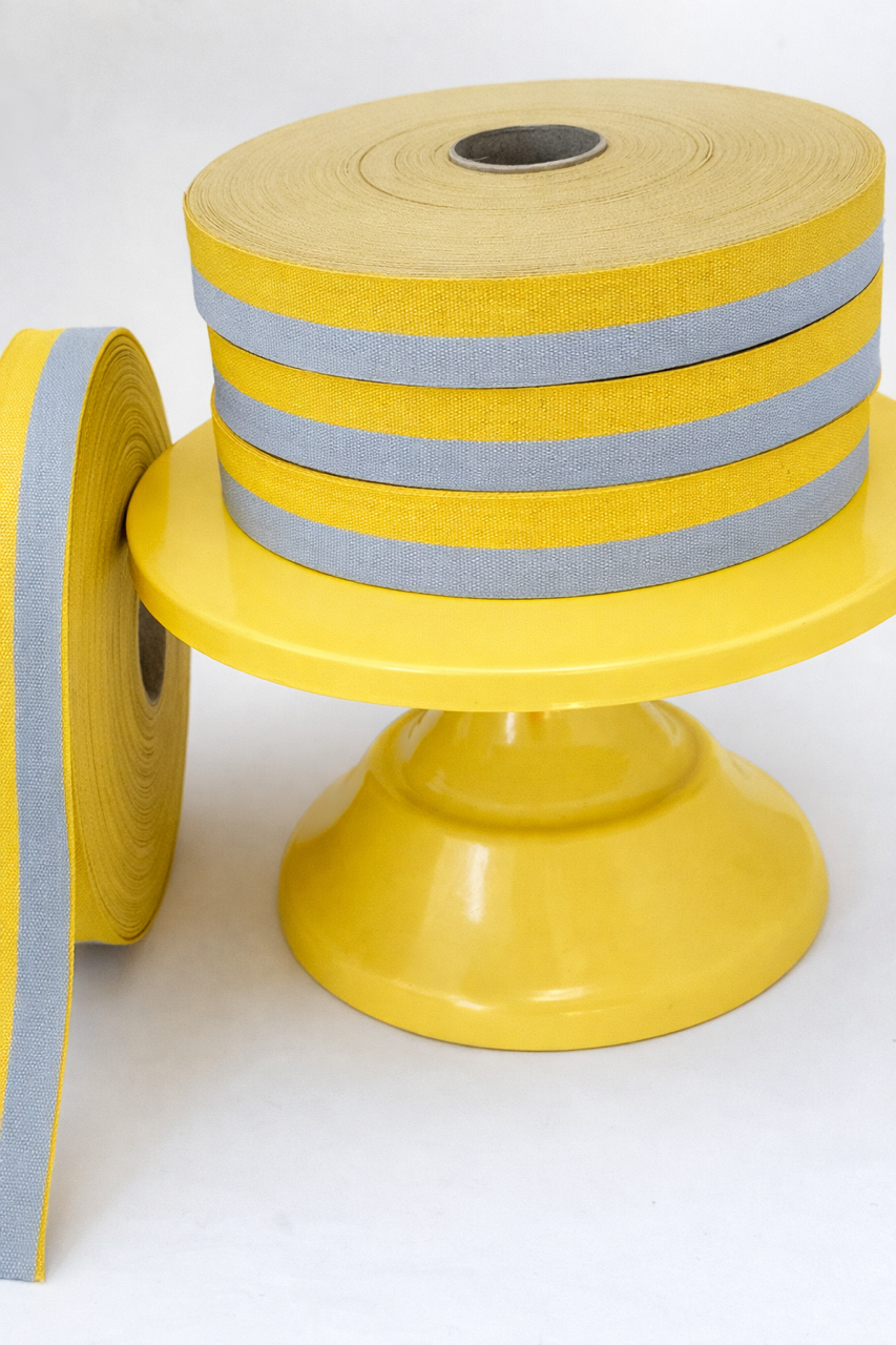 Cotton Ribbon BICOLOR 25mm x 50m Azul Bebe/Lemon