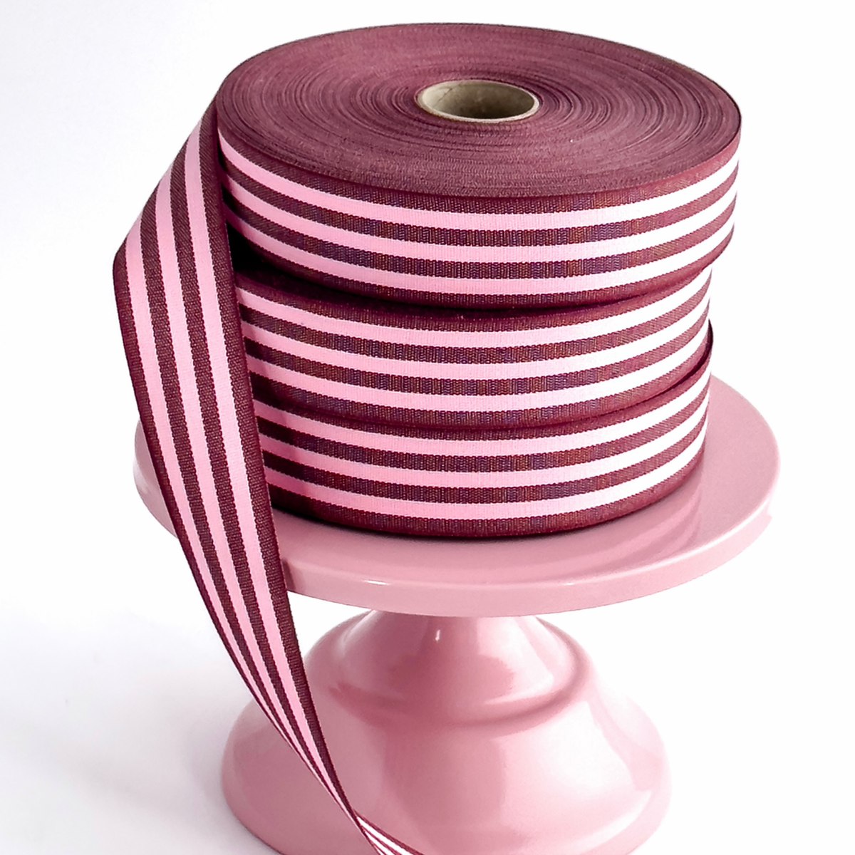 Cotton Ribbon MULTISTRIPES 35mm x 50m Burdeos/Candy Pink