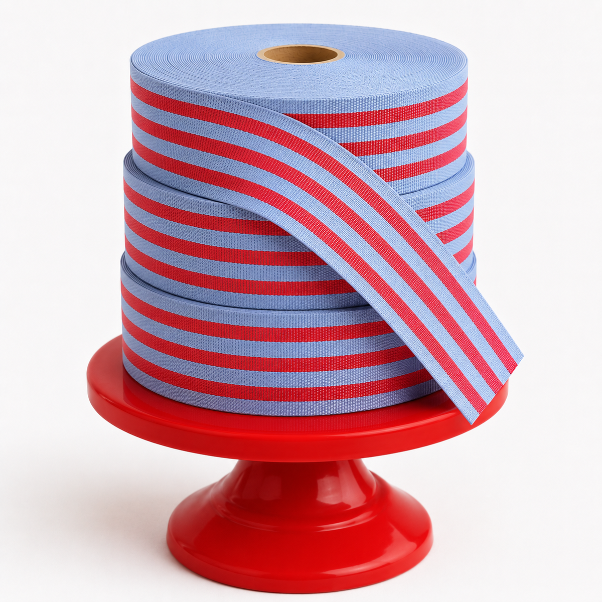 Cotton Ribbon MULTISTRIPES 35mm x 50m Azul Vintage-Rojo