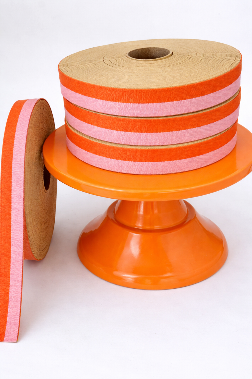 Cotton Ribbon BICOLOR 25mm x 50m  Candy Pink/0range