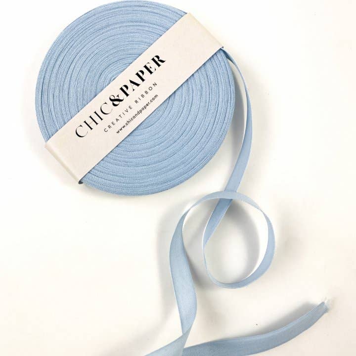 Cotton Ribbon UNICOLOR 15mm x 50m Azul Bebe