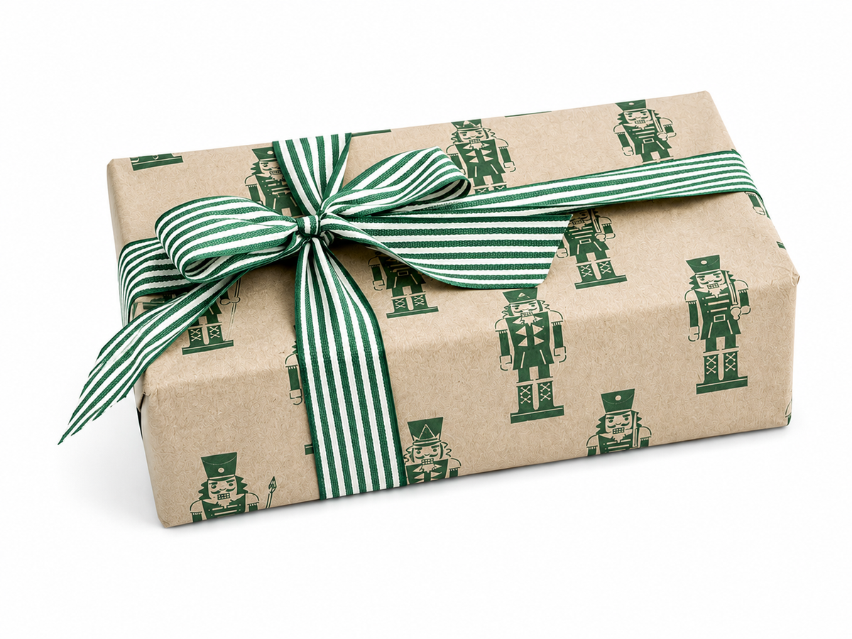Bobina Kraft 70cm x 100m NUTCRACKER Blanco/Verde Vintage