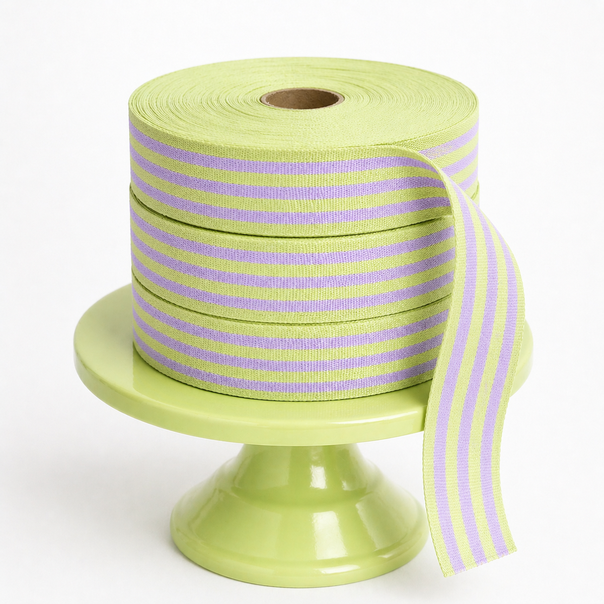 Cotton Ribbon MULTISTRIPES 35mm x 50m Olive/Lavanda