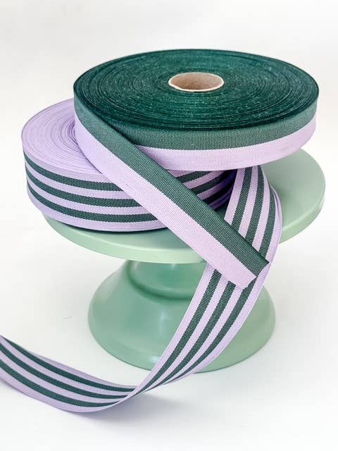 Cotton Ribbon BICOLOR 25mm x 50m Lavanda/Verde Bosque