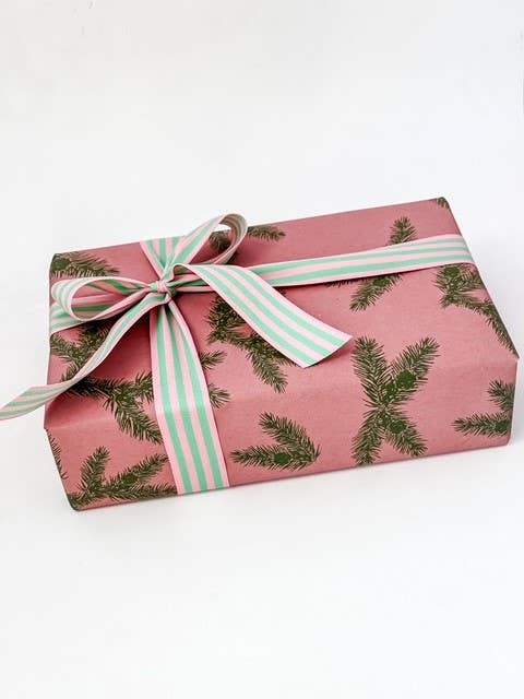 Bobine Kraft 70 cm x 100 m SAPIN Rose Bonbon/Vert Herbe