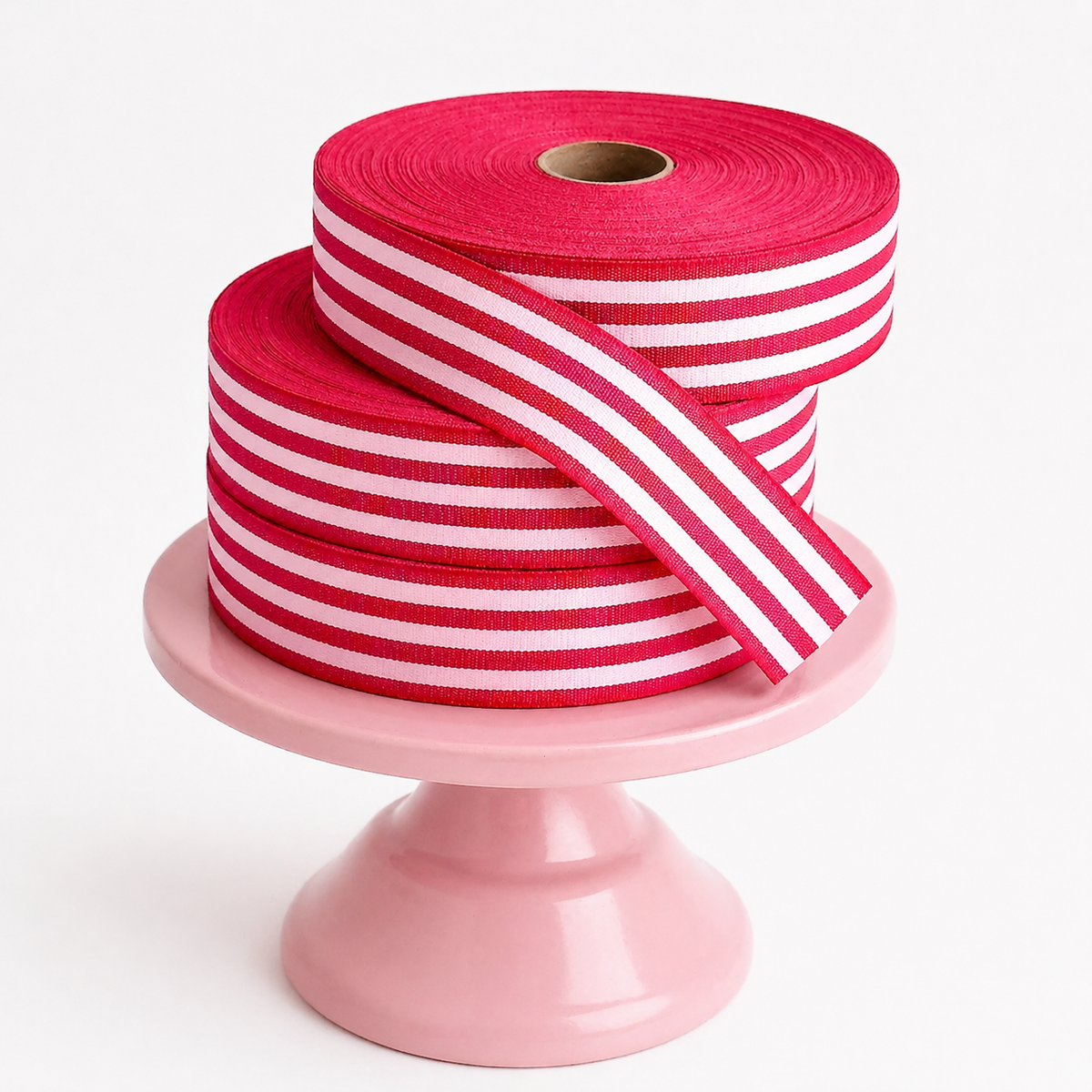 Cotton Ribbon MULTISTRIPES 35mm x 50m Rojo/Candy Pînk