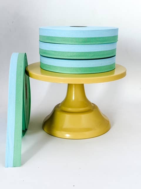 Cotton Ribbon BICOLOR 25mm x 50m Turquesa/Green Grass