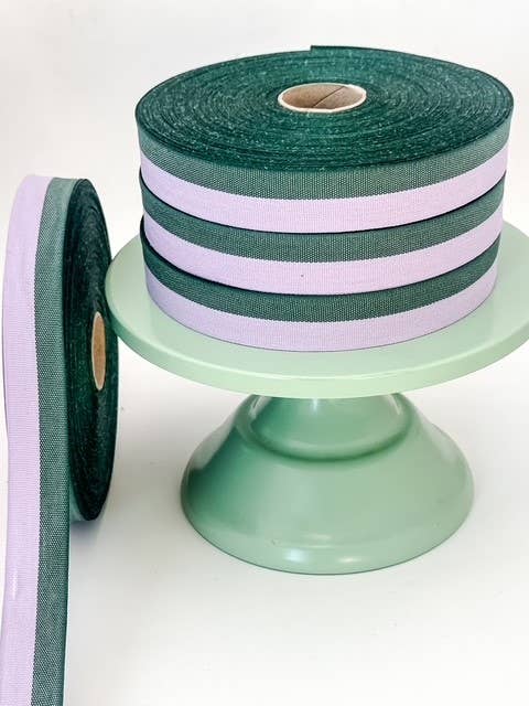 Cotton Ribbon BICOLOR 25mm x 50m Lavanda/Verde Bosque
