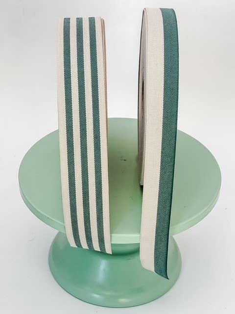 Cotton Ribbon BICOLOR 25mm x 50m Lino/Verde Bosque