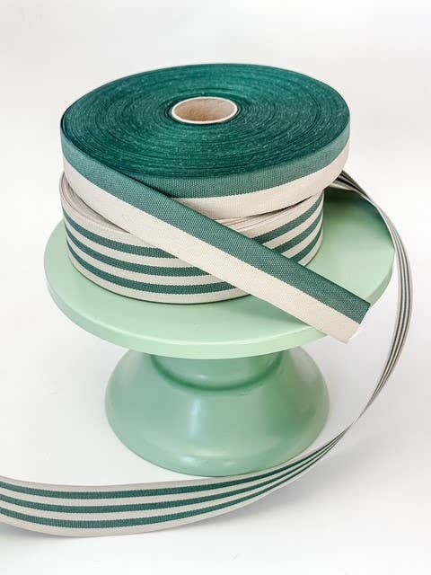 Cotton Ribbon BICOLOR 25mm x 50m Lino/Verde Bosque