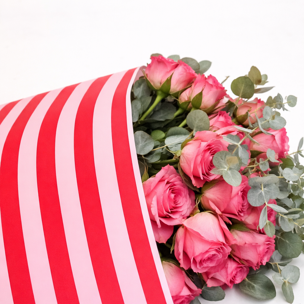Ecowaterproof 70cm x 50m STRIPES Candy Pink/Rojo