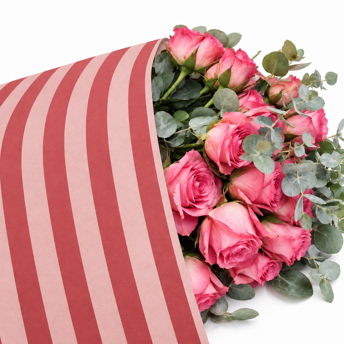 Ecowaterproof Kraft 70cm x 50m STRIPES Candy Pink/Rojo