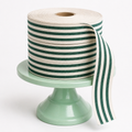 Cotton Ribbon MULTISTRIPES 35mm x 50m Lino/Verde Bosque