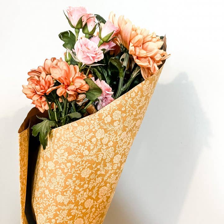 Bobine de papier Kraft 70 cm x 100 m LIBERTY Moutarde/Blanc
