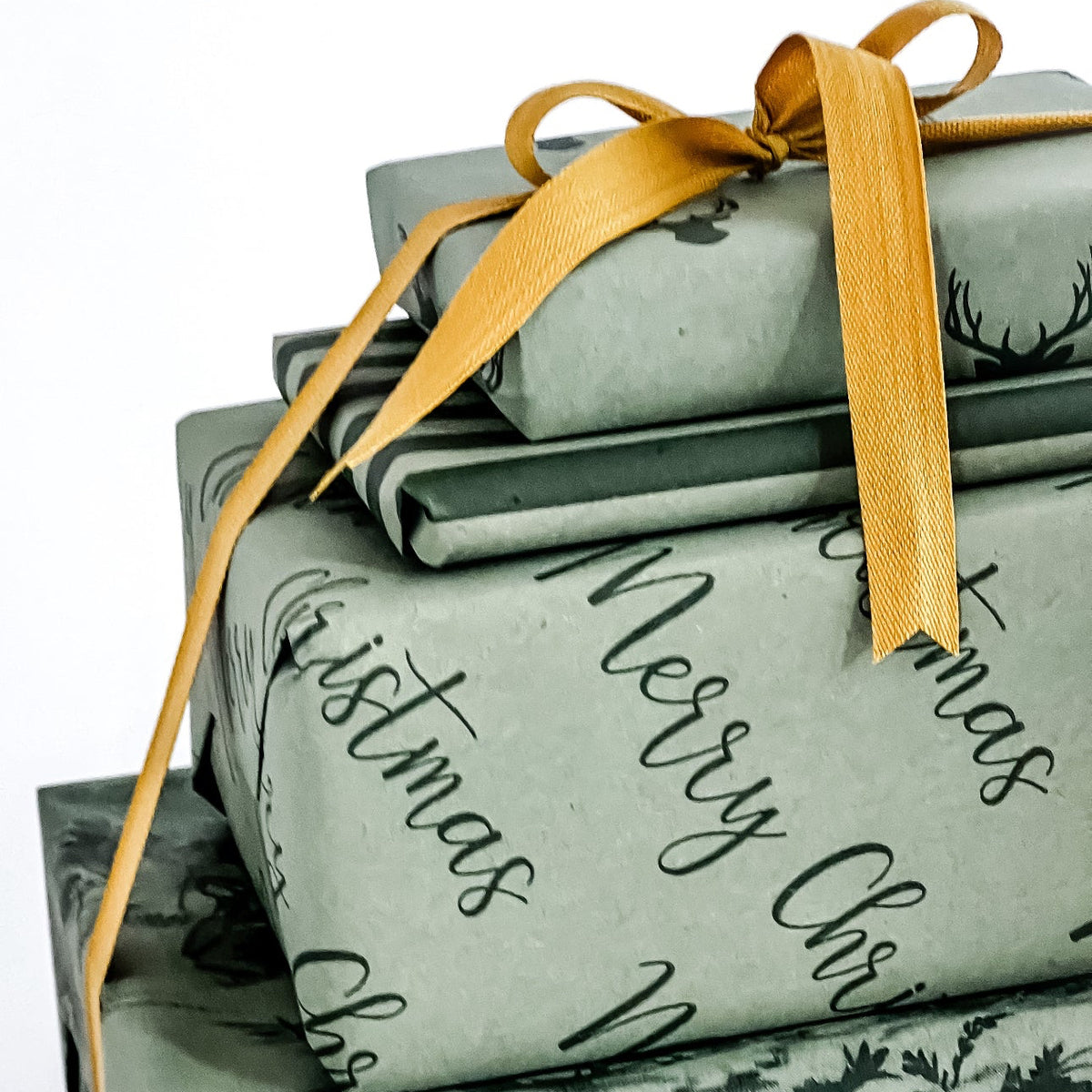Kraft Paper Roll 70cm x 100m MERRY CHRISTMAS Vintage Green/Green B