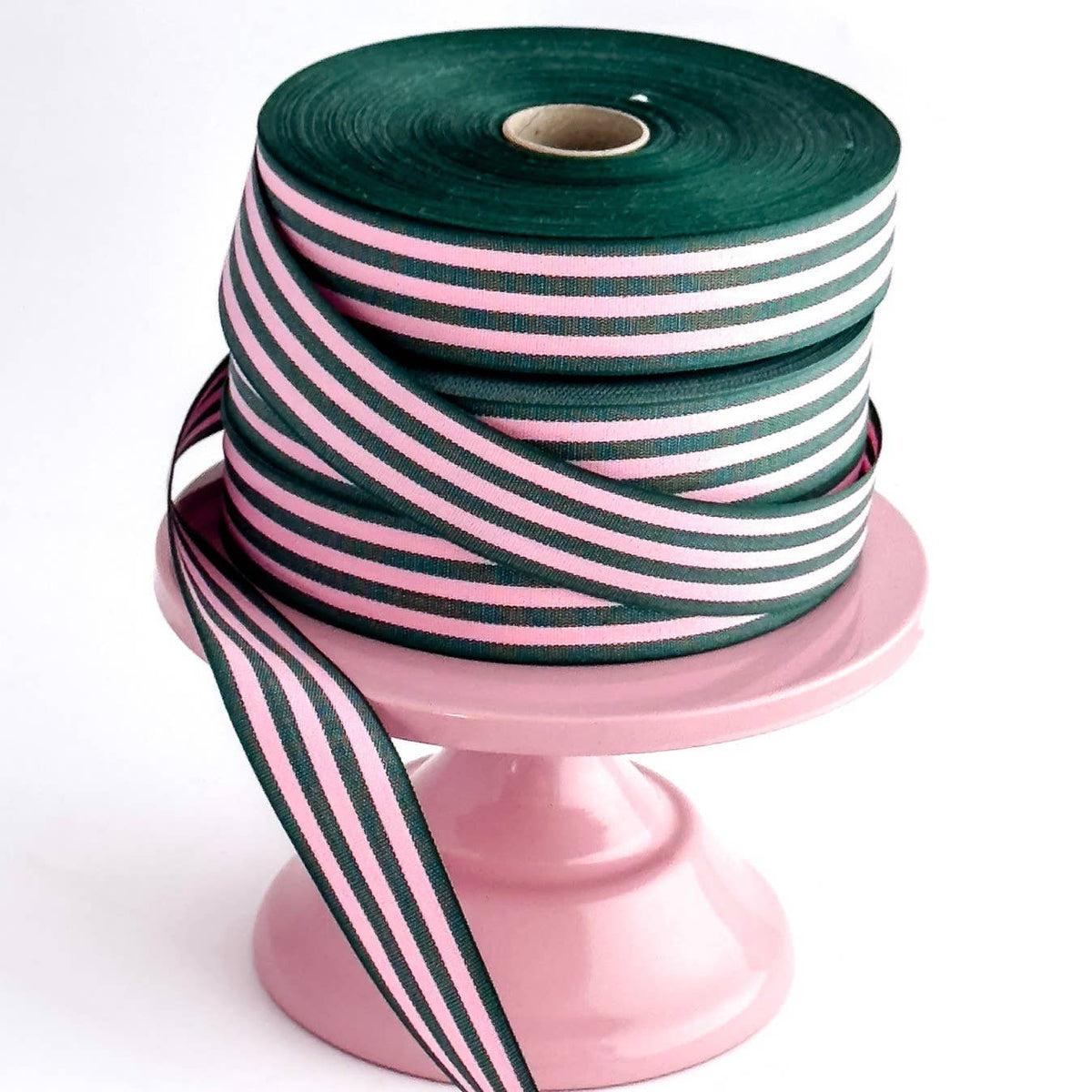 Cotton Ribbon MULTISTRIPES 35mm x 50m Verde Bosque/Candy Pin