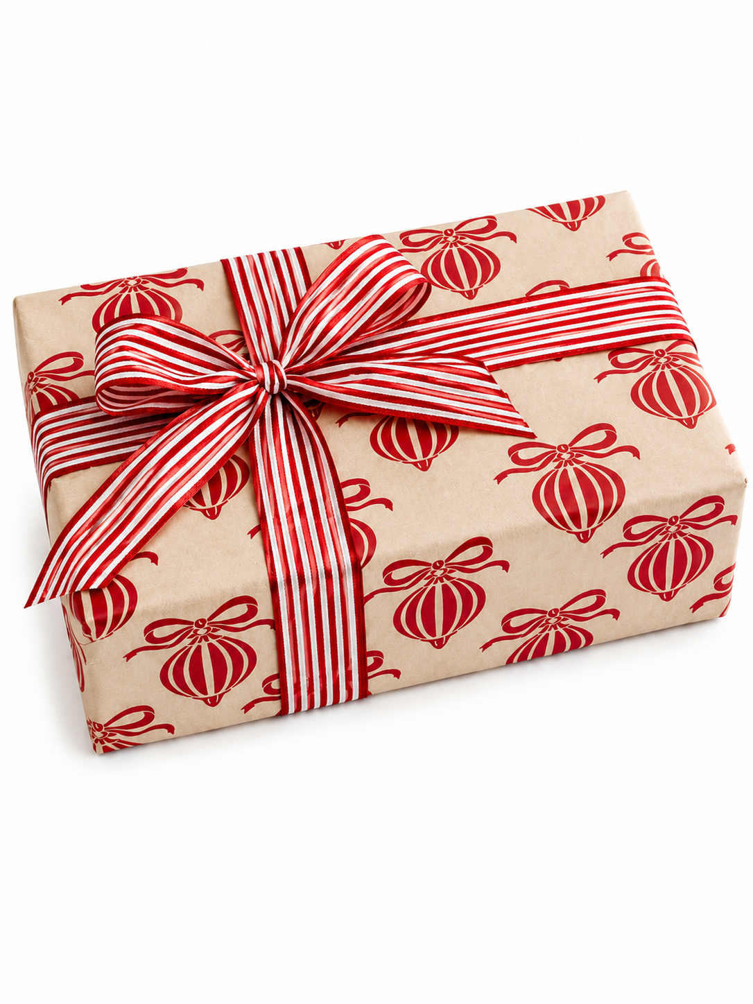 Bobina Kraft 70cm x 100m XMAS BALL Blanco/Rojo