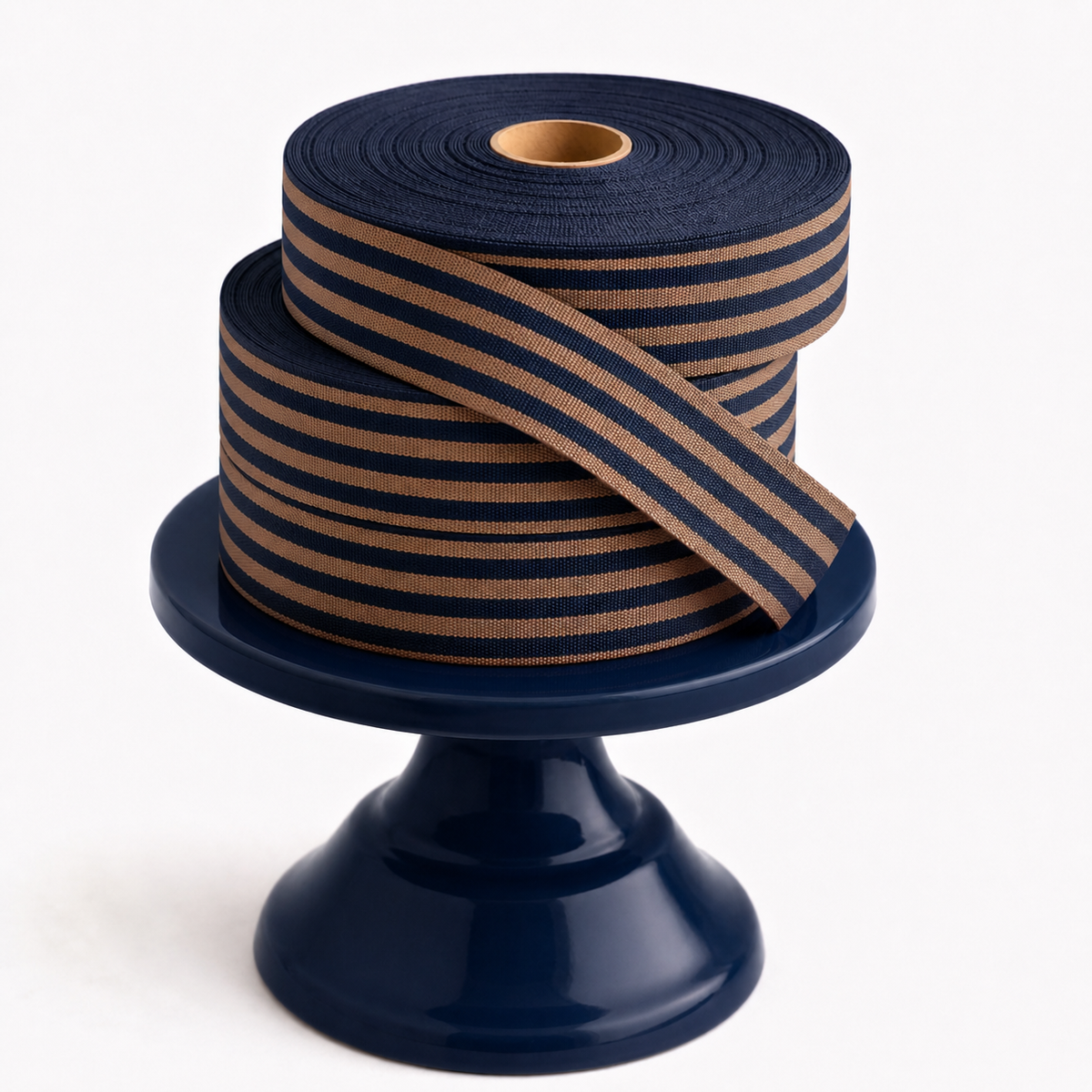 Cotton Ribbon MULTISTRIPES 35mm x 50m Navy-Toffee