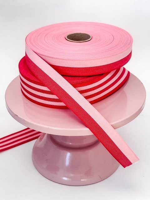 Cotton Ribbon BICOLOR 25mm x 50m  Rojo/Candy Pink
