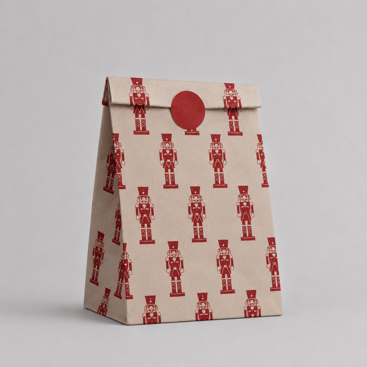Flat Bottom Bag Kraft NUTCRACKER  22+12x30cm 50u Rojo