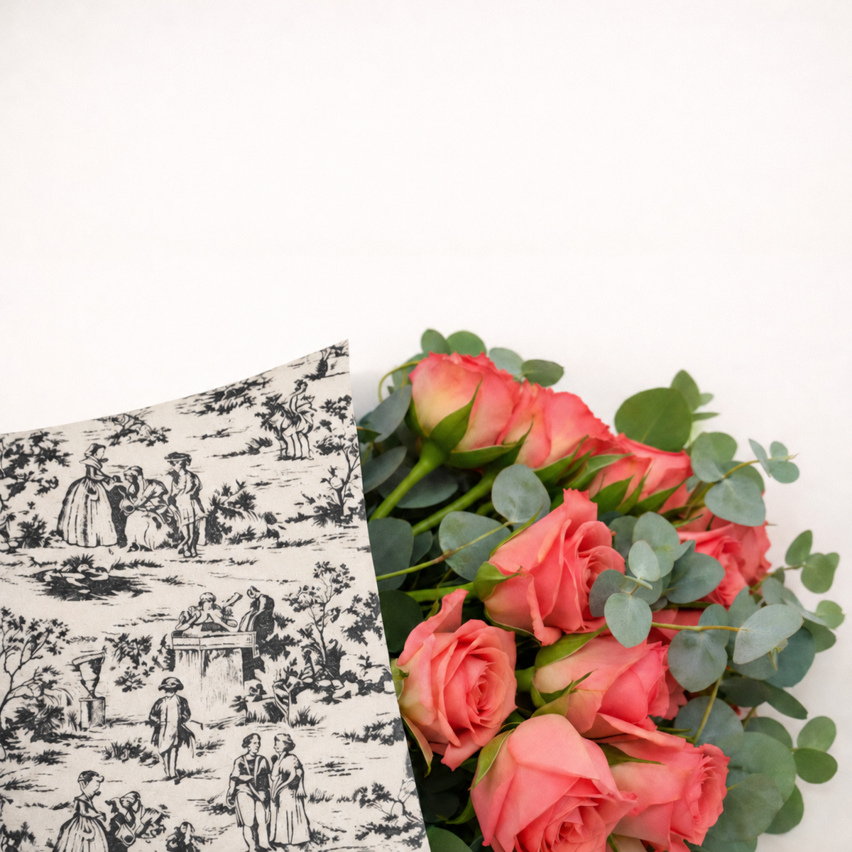 Ecowaterproof Kraft 70cm x 50m VINTAGE GARDEN Blanco/Negro