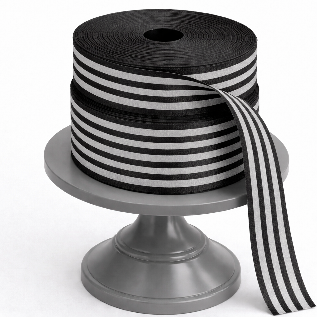 Cotton Ribbon MULTISTRIPES 35mm x 50m Gris-Negro