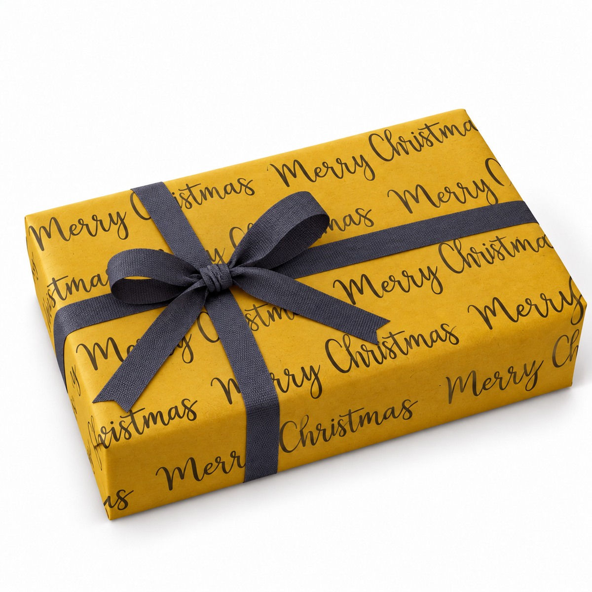 Kraft Paper Roll 70cm x 100m MERRY CHRISTMAS Mustard/Grey
