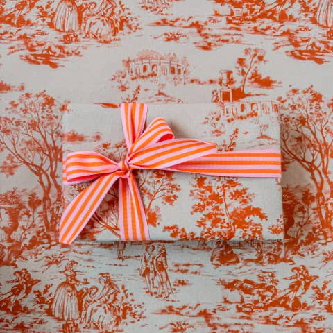 Bobina Kraft 70cm x 100m VINTAGE GARDEN Blanco/Orange