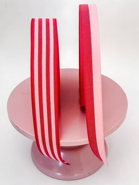 Cotton Ribbon BICOLOR 25mm x 50m  Rojo/Candy Pink
