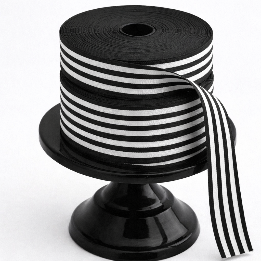 Cotton Ribbon MULTISTRIPES 35mm x 50m Negro