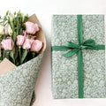 Bobine Kraft 70 cm x 100 m LIBERTY Vert Vintage/Blanc