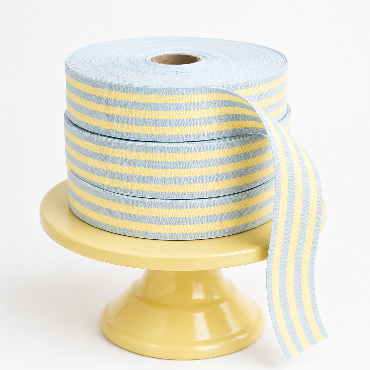 Cotton Ribbon MULTISTRIPES 35mm x 50m Azul Bebe/Lemon