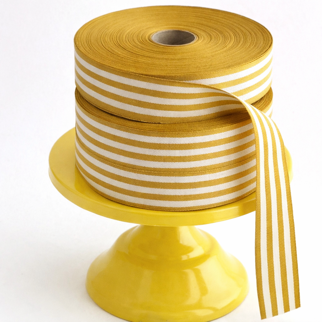 Cotton Ribbon MULTISTRIPES 35mm x 50m Mustard