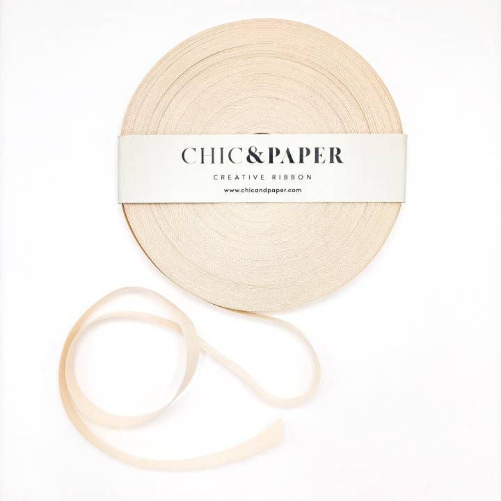Cotton Ribbon UNICOLOR 15mm x 50m Crema