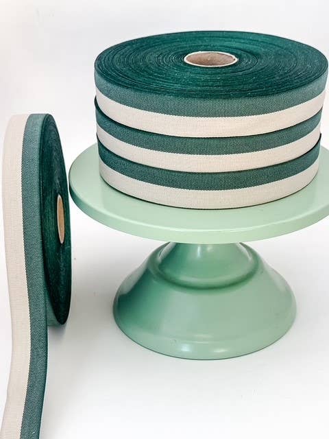 Cotton Ribbon BICOLOR 25mm x 50m Lino/Verde Bosque