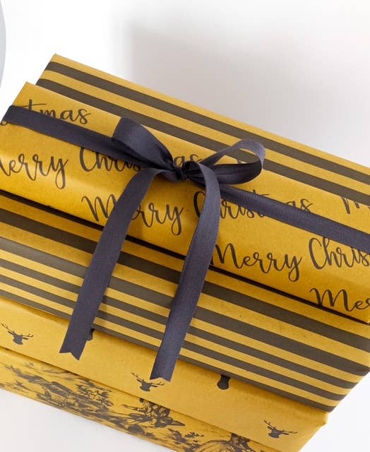 Bobine Kraft 70 cm x 100 m MERRY CHRISTMAS Moutarde/Gris