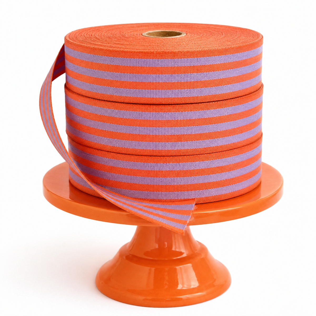 Cotton Ribbon MULTISTRIPES 35mm x 50m Orange/Lavanda