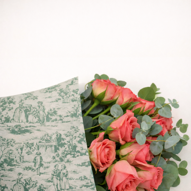Ecowaterproof Kraft 70cm x 50m VINTAGE GARDEN Blanco/Verde