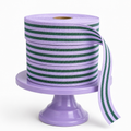 Cotton Ribbon MULTISTRIPES 35mm x 50m Lavanda/Verde Bosque