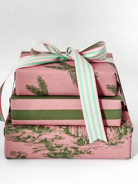 Bobine Kraft 70 cm x 100 m SAPIN Rose Bonbon/Vert Herbe