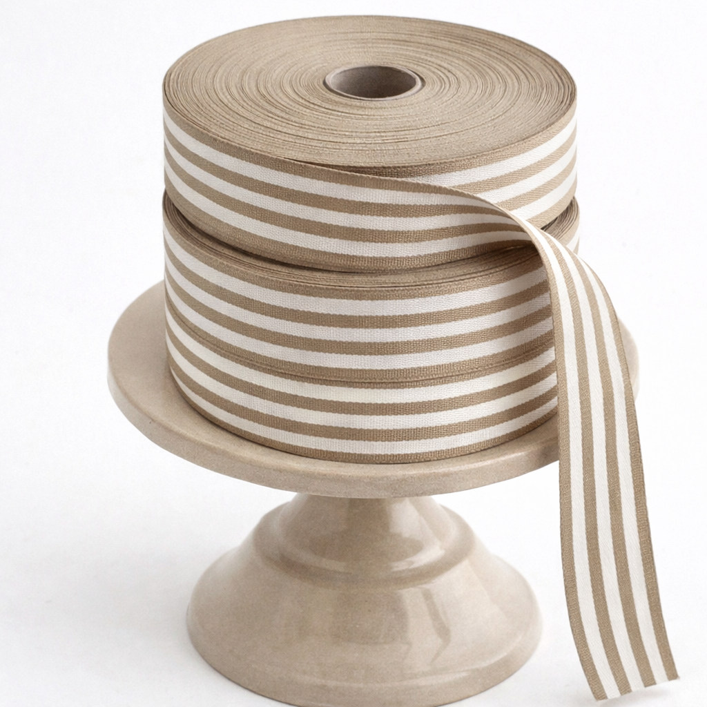 Cotton Ribbon MULTISTRIPES 35mm x 50m Lino