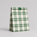 Flat Bottom Bag White Kraft TARTAN 22+12x30cm 50u Verde Vintage