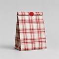 Flat Bottom Bag White Kraft TARTAN 22+12x30cm 50u Rojo